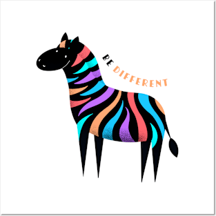 Colourful zebra illustration Posters and Art